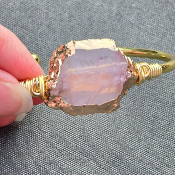 Rose Quartz Wire Wrap Bracelet w/ 14Kt Gold Over Copper – Adjustable – NWT - Picture 4 of 8